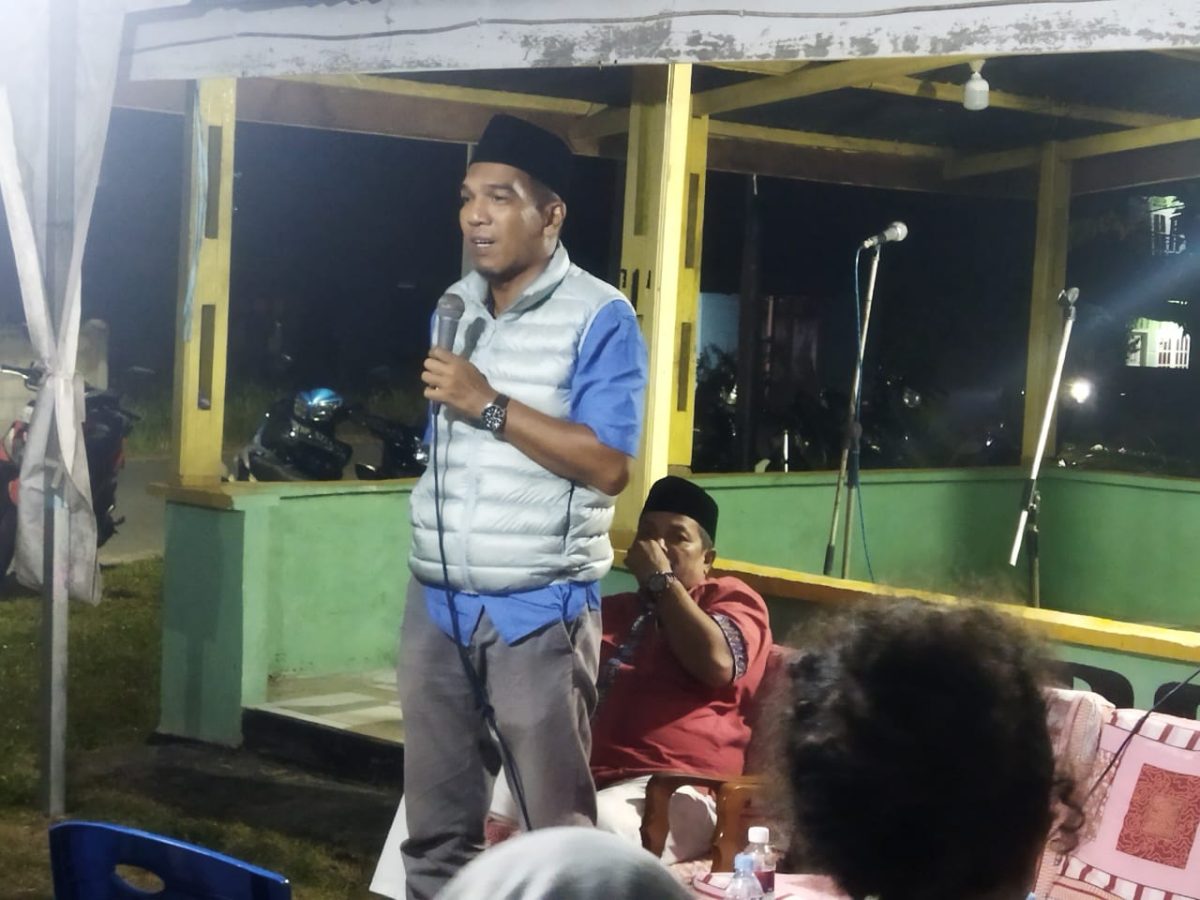 Calon Wakil Bupati Lingga Novrizal saat memberikan kata sambutan (Foto : Zonamu/Ari)