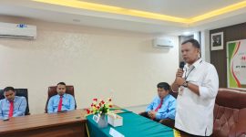 Direktur BUMD Lingga M. Syahrial saat memberikan kata sambutan di kegiatan penandatangan dengan Kejari Lingga | foto : Zonamu/Wandi