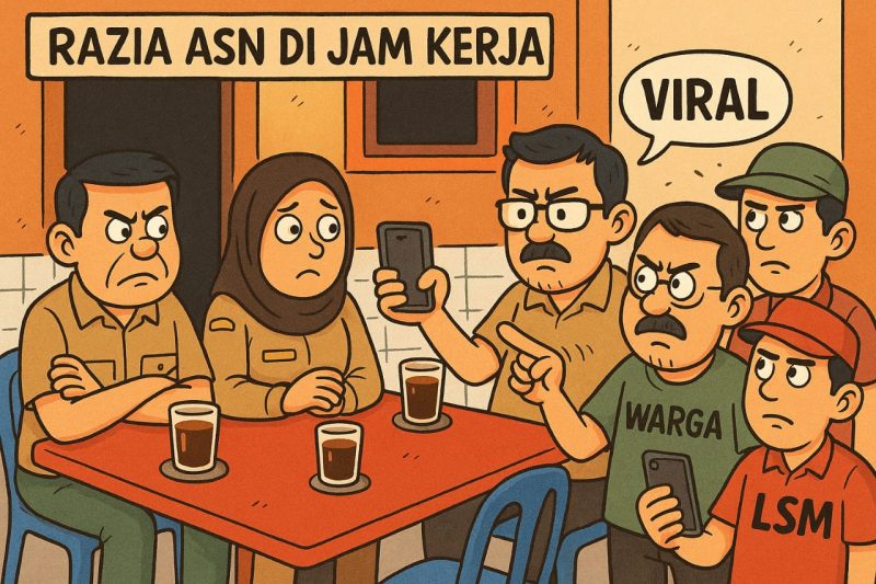 Ilustrasi ASN Nongkrong di Jam Kerja | Foto : Zonamu/Ist
