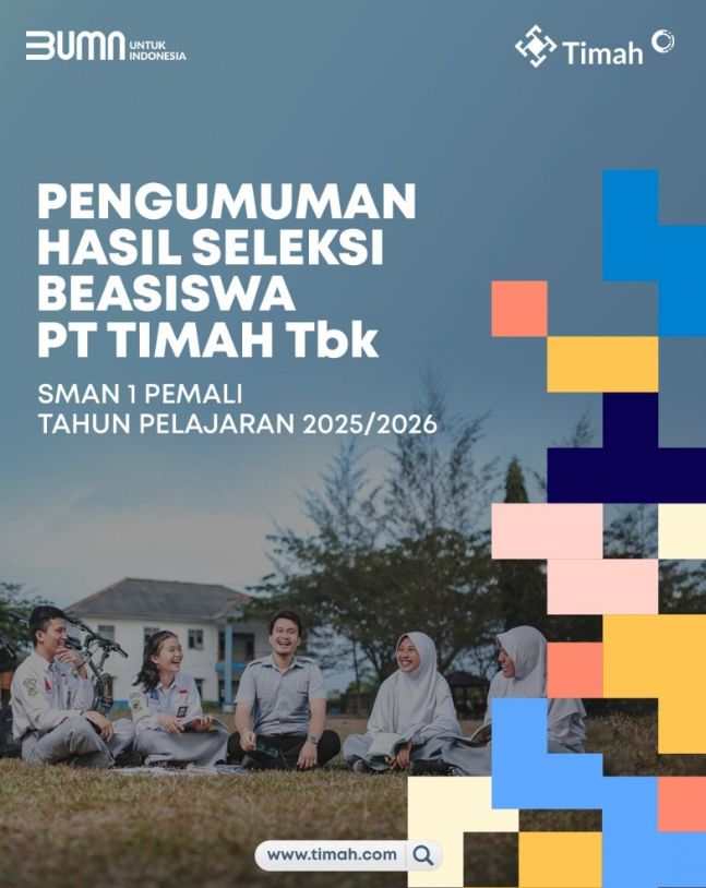 Banner pengumuman hasil seleksi tes potensi akademik program Pemali Boarding School PT Timah | Foto: Zonamu/Humas PT Timah