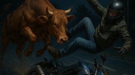 Ilustrasi pemotor ditabrak lembu | Foto : Zonamu/Wandi