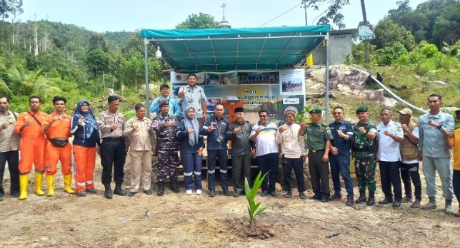 PT Timah Tbk menanam 500 pohon produktif di kawasan Hutan Kemasyarakatan Dusun Pelambung, Desa Pongkar, Kecamatan Tebing, Kabupaten Karimun | Foto: Zonamu/Humas PT Timah