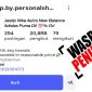 (Screenshot akun Instagram Jasa Titip yang kerap menipu masyarakat - Jastip Nike Asics New Balance Adidas Puma Dll 100% Ori (jastip.by.personalshopper) dengan 20,8 ribu pengikut | Foto: Istimewa