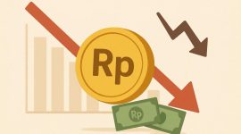 Ilustrasi rupiah melemah yang dibuat AI | Foto : Zonamu/AI