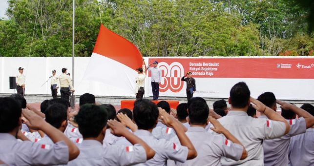Pelaksanaan Upacara HUT ke-80 RI PT Timah Tbk di Pangkalpinang | Foto: Zonamu/Humas PT Timah