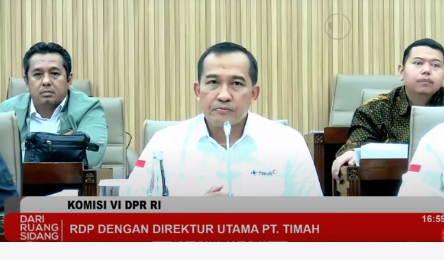 Tangkapan layar video dari ruang sidang saat Komisi VI DPR RI Rapat Dengar Pendapat dengan PT Timah | Foto: Zonamu/DPR RI