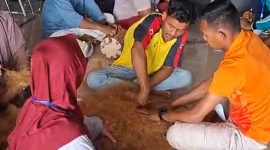 Para pelaku IKM saat melakukan proses pembuatan sapu dari sabut kelapa | Foto : Zonamu/Taupik