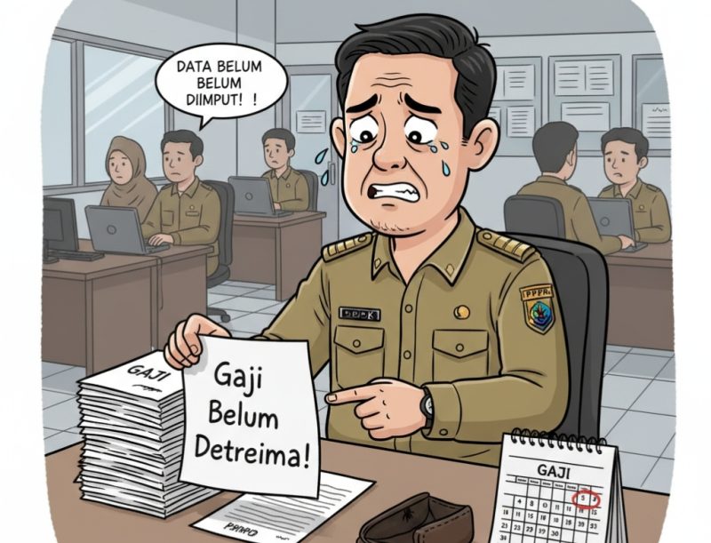 Ilustrasi Gaji PPPK belum dibayarkan akibat tidak diinput pihak Kecamatan | Foto : Zonamu/AI