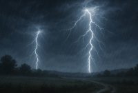 Ilustrasi hujan petir | Foto : Zonamu/AI