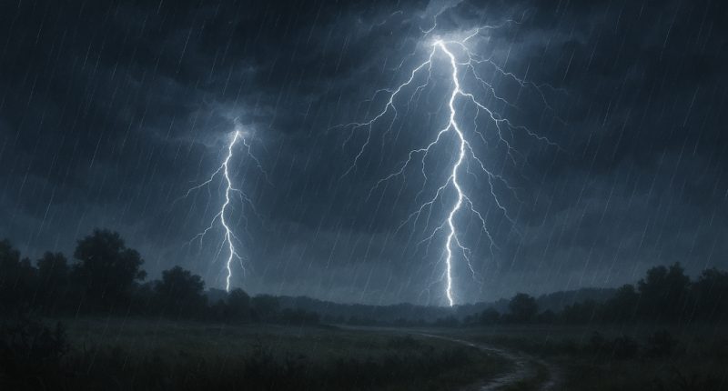 Ilustrasi hujan petir | Foto : Zonamu/AI