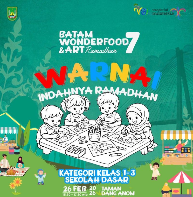 Flyer kompetisi menggambar dan mewarnai bertajuk “Warna Indahnya Ramadan” yang akan digelar Disbudpar Batam | Foto: Zonamu/Disbudpar Batam