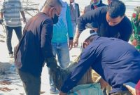 Puluhan Karung Diduga Limbah B3 di Pantai Dungun | Foto : Zonamu/Ist