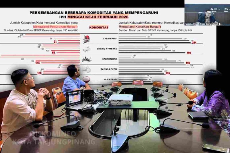 Jajaran Bagian Ekonomi Setdako Tanjungpinang saat Rakor dengan Kemendagri terkait inflasi, kemarin | Foto: Zonamu/Kominfo TPI