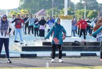 Senam Sehat bersama di halaman Kantor Bupati Lingga | Foto : Zonamu/Diskominfo Lingga