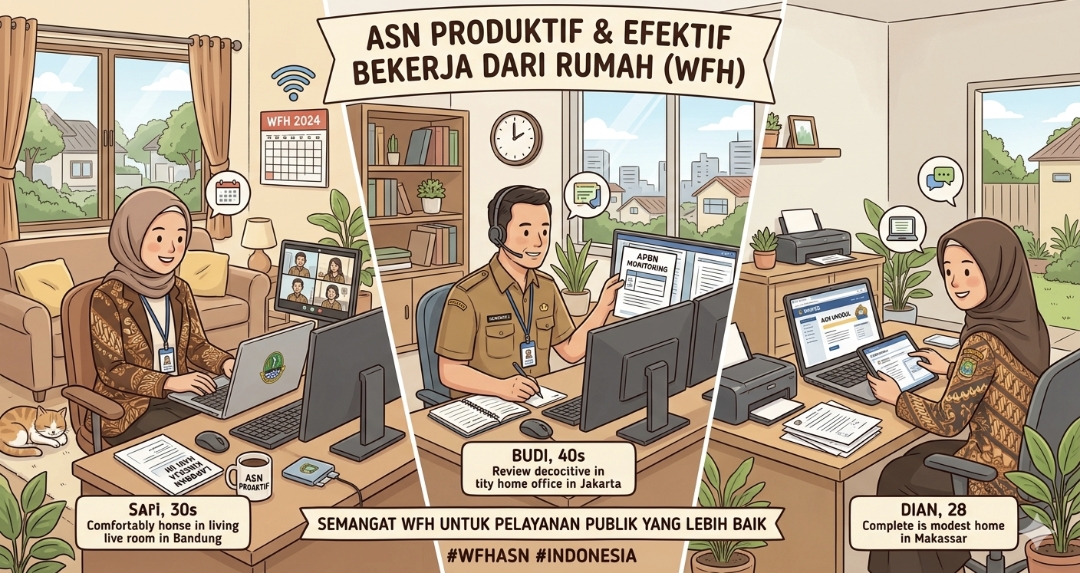 Ilustrasi WFH Mulai Diterapkan, ASN Lingga Diingatkan Tetap Disiplin | Foto : Zonamu/AI