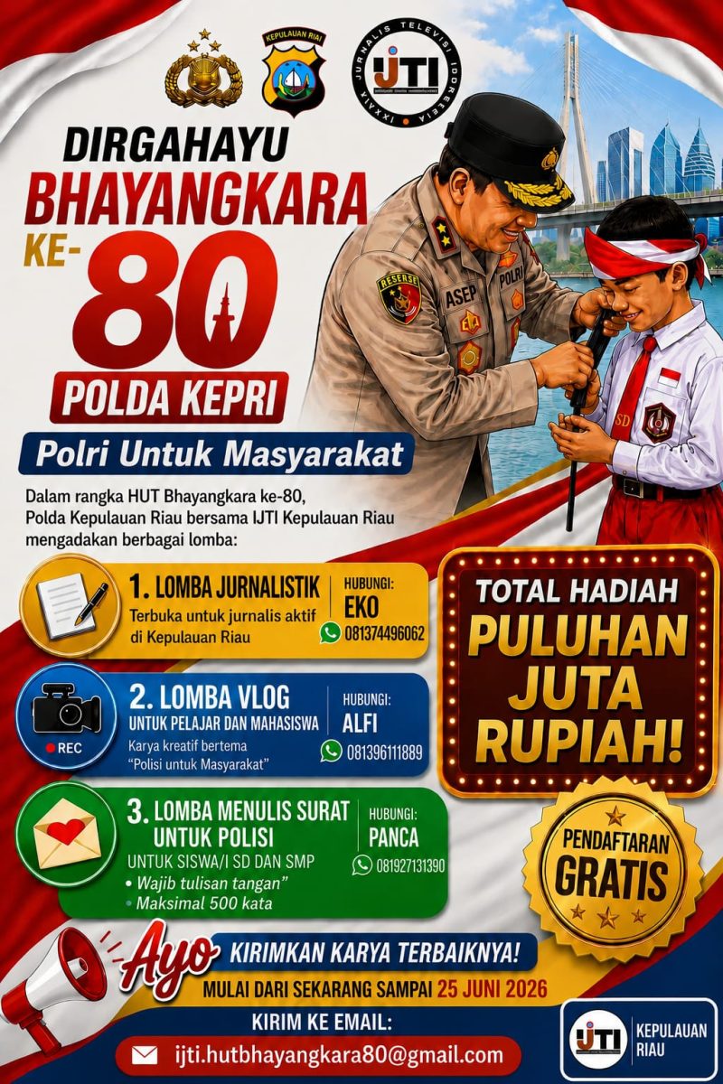 Sambut HUT Bhayangkara ke-80, Polda Kepri dan IJTI Gelar Perlombaan Berhadiah Puluhan Juta | Foto : Zonamu/Ist