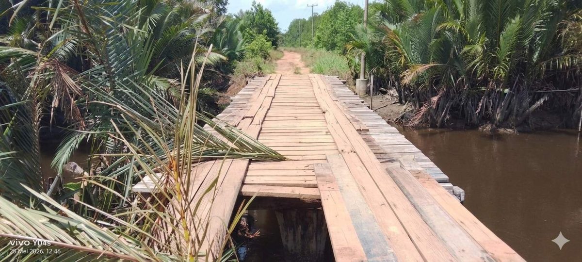 Potrer Kondisi Jembatan Kayu Desa Marok Kecil Rusak Parah | Foto : Zonamu/Wandi