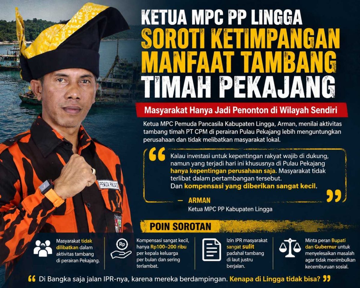 Ketua MPC PP Lingga Soroti Pertambangan Timah di Pulau Pekajang | Foto : Zonamu/Wandi