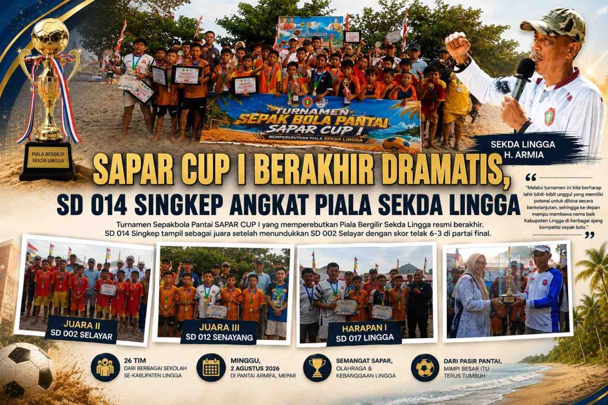 SD 014 Singkep Juara Sapar Cup I Usai Menang 6-3 | Foto : Zonamu/Ist