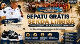 Sekda Lingga Gratiskan 40 Sepatu Pemenang Sapar Cup I | Foto : Zonamu/Ist