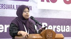 Ketua Umum AJI Nany Afrida saat melaksanakan giat resepsi peringatan HUT ke-32 AJI di Hall Dewan Pers, Jakarta | Foto : Zonamu/Ist