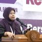 Ketua Umum AJI Nany Afrida saat melaksanakan giat resepsi peringatan HUT ke-32 AJI di Hall Dewan Pers, Jakarta | Foto : Zonamu/Ist