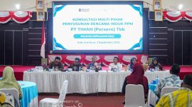 PT Timah Tbk menggelar Konsultasi Publik pembaruan Dokumen Rencana Induk Pengembangan dan Pemberdayaan Masyarakat (RIPPM) di Gedung Nasional Karimun, Kamis (3/9/2026) | Foto: Zonamu/Humas PT Timah