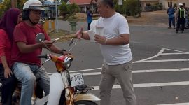 Harhubnas 2026, Bandara Dabo Bagikan Masker ke Pengendara | Foto : Zonamu/Ist