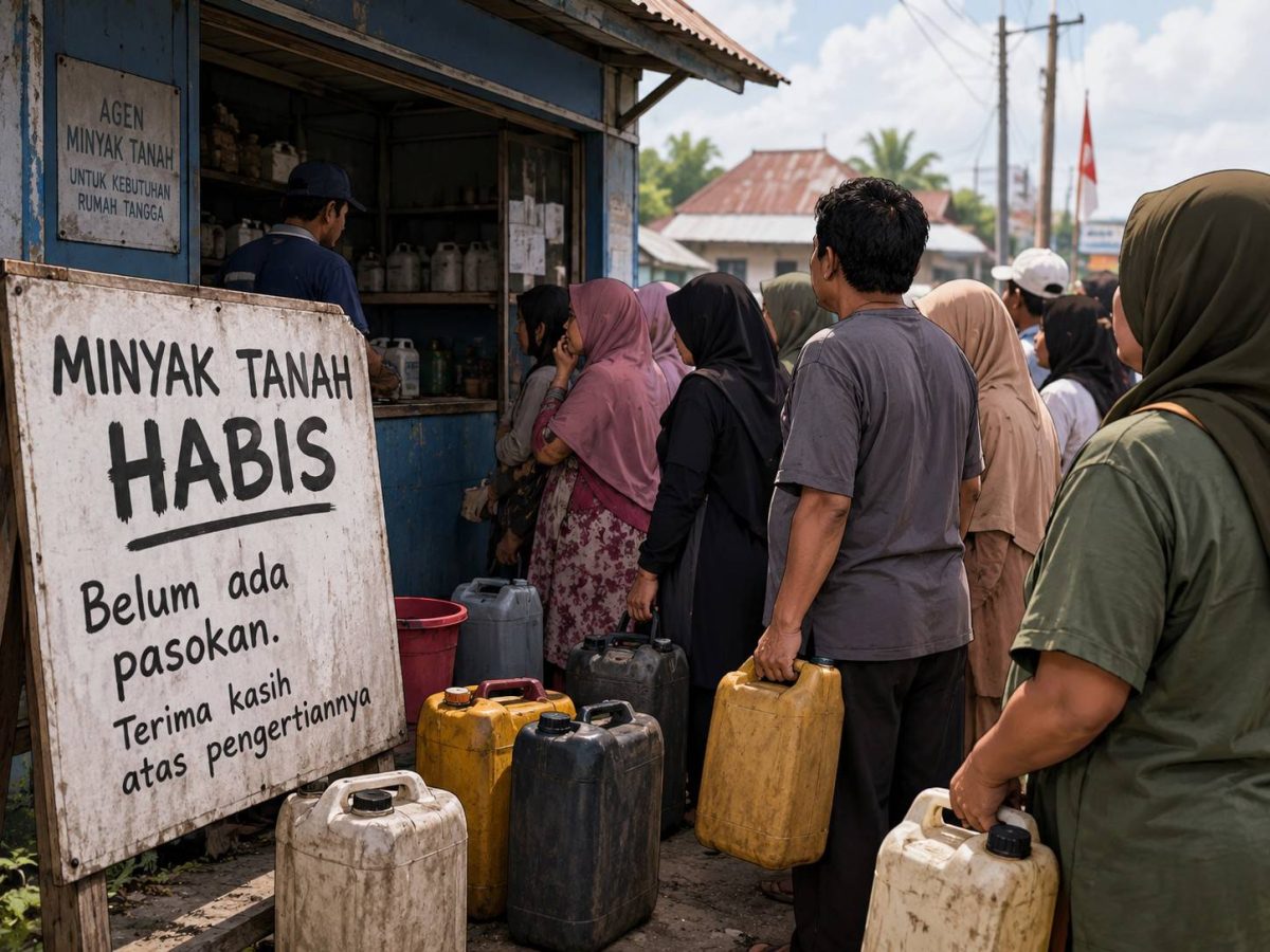 Ilustrasi kelangkaan Minyak Tanah | Foto : Zonamu/AI