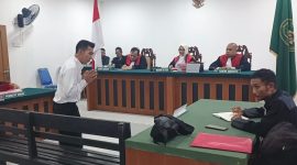 Proses persidangan Zakaria alias Jaka Terdakwa pembunuh istri siri di Lingga | Foto : Wandi