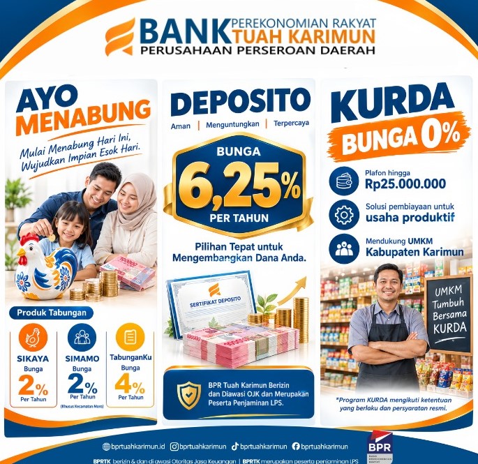 Flyer promo spesial bunga deposito mencapai 6,25% per tahun, di BPR Tuah Karimun (perseroda) | Foto: Zonamu/Humas BPR Tuah Karimun
