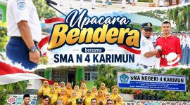 Ketua Tim TOKPD Bandara RHA Karimun, Kukuh Arjunanto, menjadi pembina upacara di SMAN 4 Karimun, Senin (5/10/2026) | Foto: Zonamu/Humas Bandara RHA